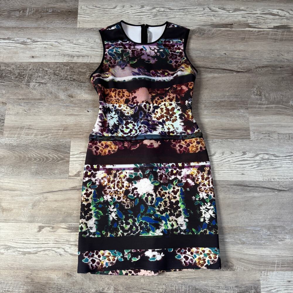 Clover Canyon Floral Designer Bodycon Sheath Dress Art to Wear Party Y2K Small